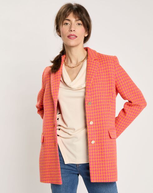 Veste Venice pied-de-poule fuchsia