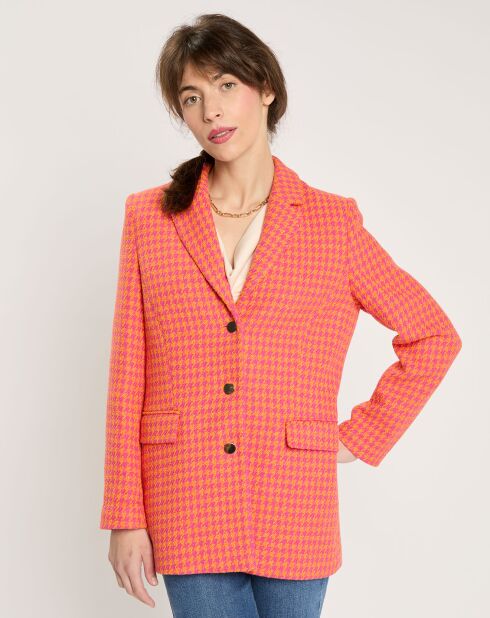 Veste Venice pied-de-poule fuchsia