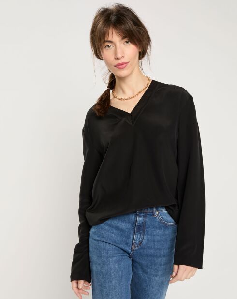 Blouse 100% Soie Teodore noire