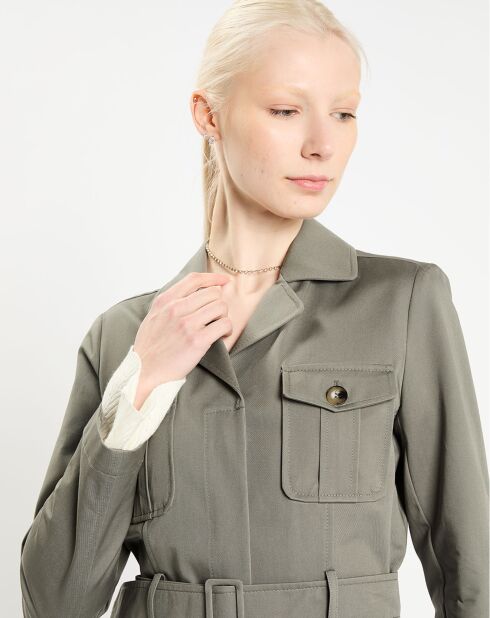 Trench-coat court en Gabardine Vania kaki