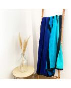 Serviette de plage en éponge velours Happy bleue - 140x180 cm