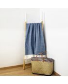 Fouta nid d'abeille Athena bleu marine - 100x200 cm
