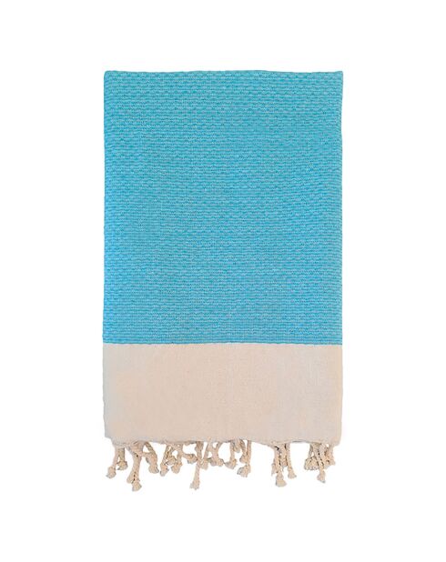 Fouta nid d'abeille Athena turquoise - 100x200 cm
