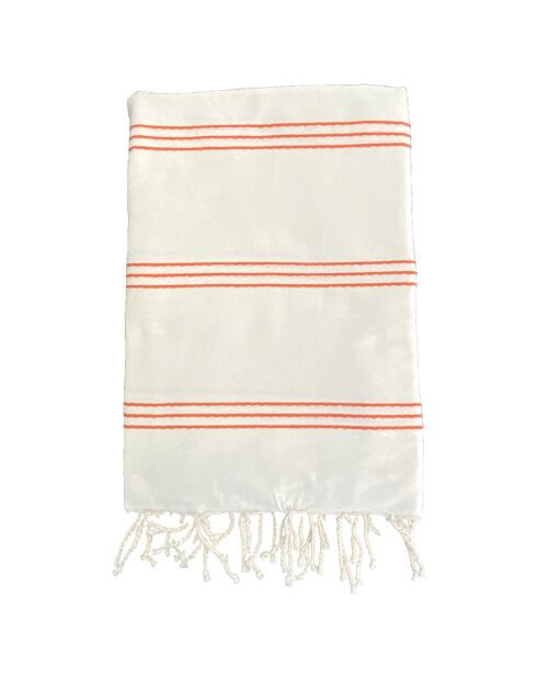 Fouta traditionnelle Calliope Xl orange - 200x200 cm