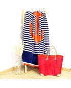 Serviette de plage en éponge velours Cliffe bleu marine - 140x180 cm