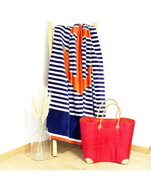 Cliffe fluwelen badstof strandlaken marineblauw - 140x180 cm