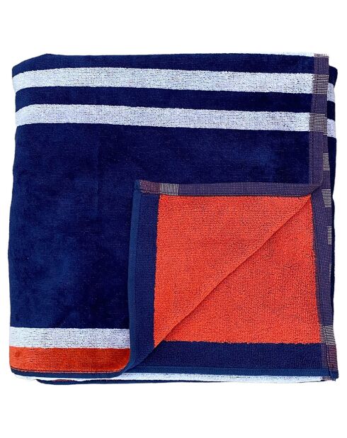 Serviette de plage en éponge velours Cliffe bleu marine - 140x180 cm
