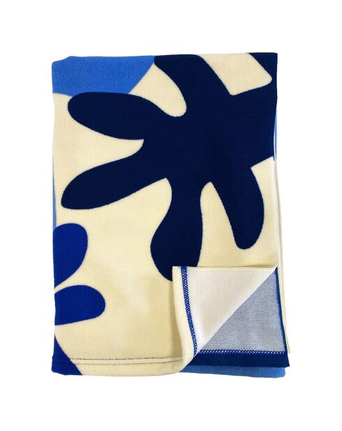 Serviette de plage Coralina bleue - 90x170 cm