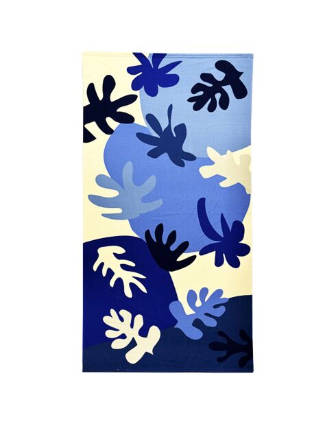 Serviette de plage Coralina bleue - 90x170 cm