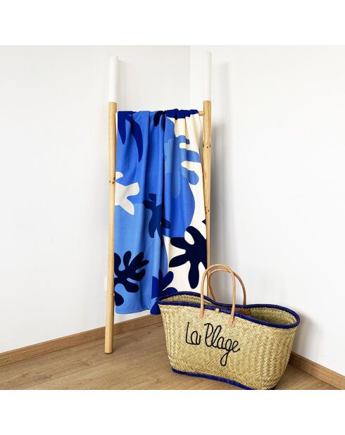 Serviette de plage Coralina bleue - 90x170 cm