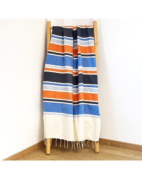 Fouta traditionnelle Helios bleue - 100x200 cm