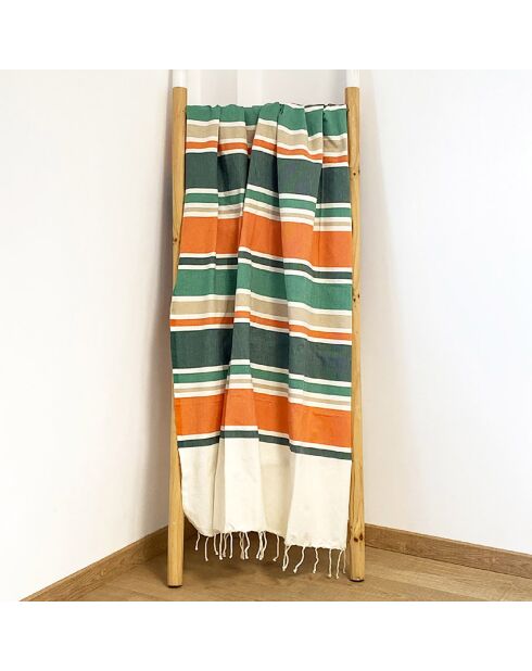 Fouta traditionnelle Helios verte - 100x200 cm
