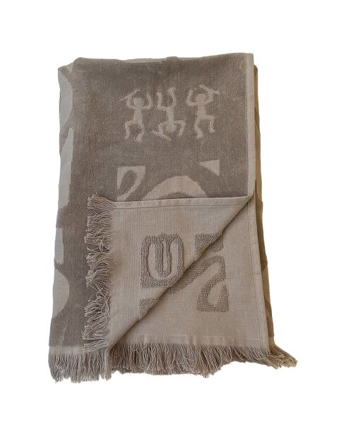 Izapa taupe fluwelen badstof strandlaken - 90x170 cm