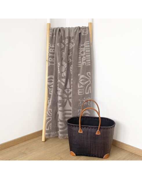 Izapa taupe fluwelen badstof strandlaken - 90x170 cm