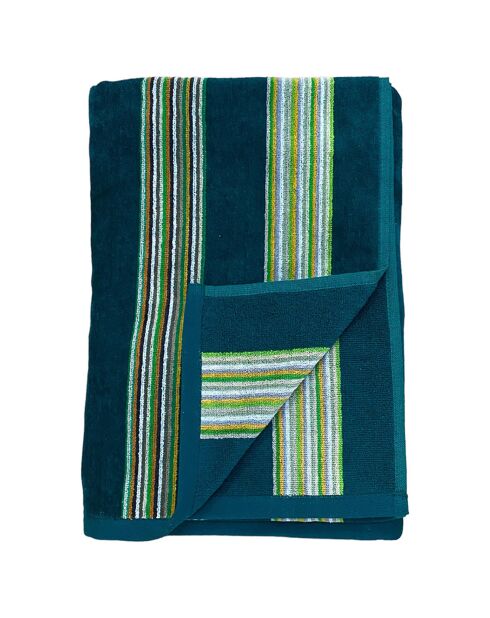 Serviette de plage en éponge velours Milonga vert/bleu - 90x170 cm