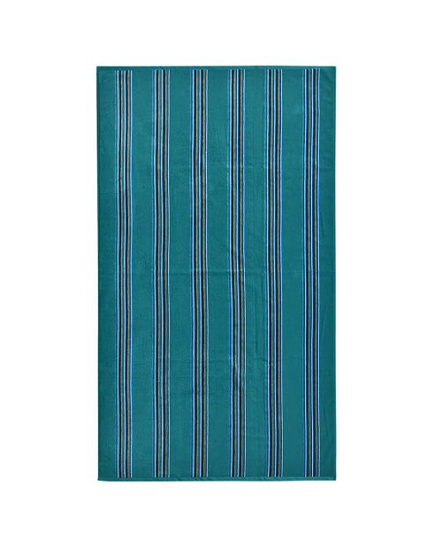 Serviette de plage en éponge velours Milonga vert/bleu - 90x170 cm