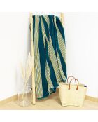 Serviette de plage en éponge velours Milonga vert/bleu - 90x170 cm