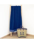 Serviette de bain en éponge velours Shady Xl bleu marine - 140x180 cm