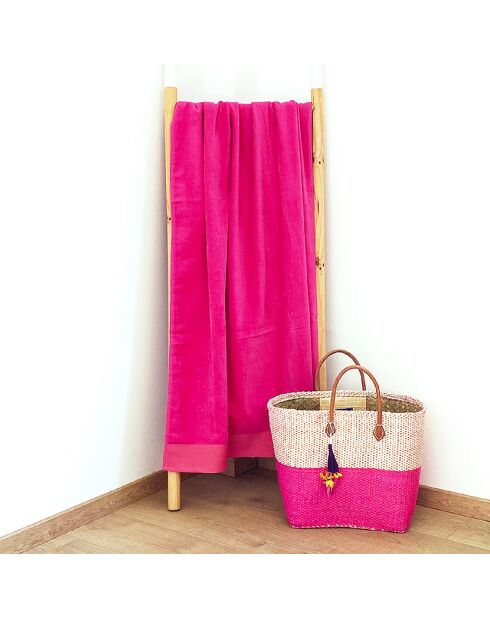 Serviette de bain en éponge velours Shady fuchsia - 90x160 cm
