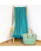 Serviette de bain en éponge velours Shady turquoise - 90x160 cm