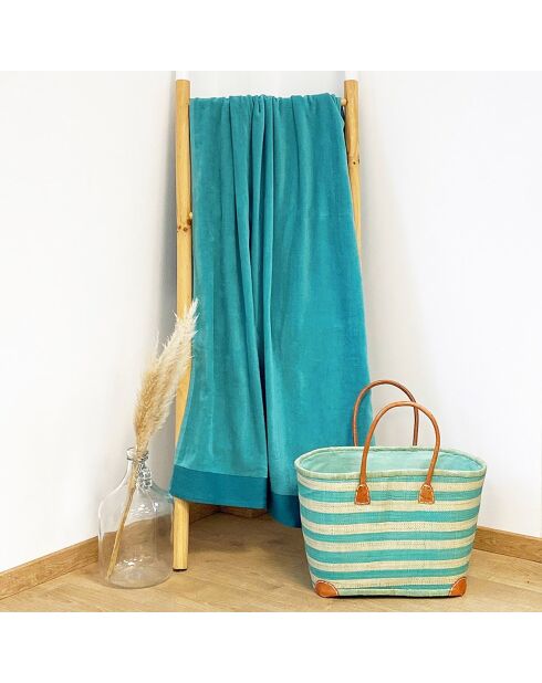 Serviette de bain en éponge velours Shady turquoise - 90x160 cm
