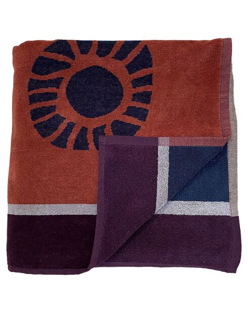 Serviette de plage en éponge velours Tribalno chocolat - 140x180 cm