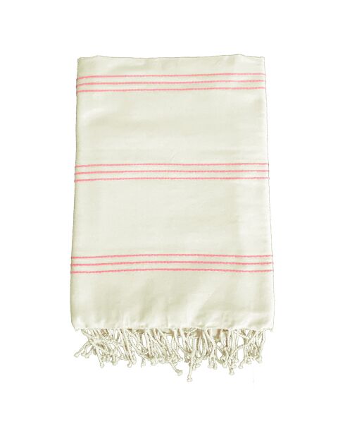 Fouta traditionnelle Calliope Xl rose - 200x200 cm
