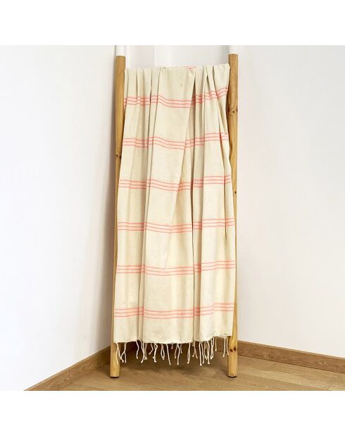 Fouta traditionnelle Calliope Xl rose - 200x200 cm