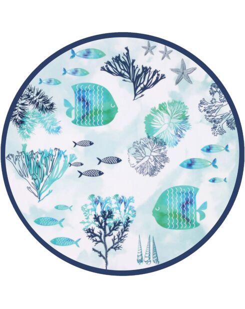 Piatto tondo blu caraibico/bianco - D.35,5 cm