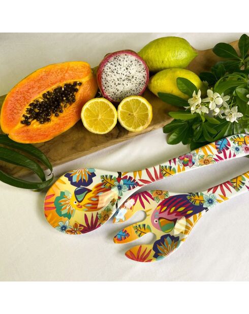 2 Couverts à salade Bahia multicolore - 33 cm