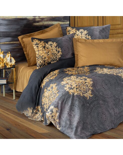Parure housse de couette Jadira anthracite/beige