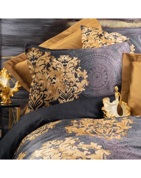 Parure housse de couette Jadira anthracite/beige