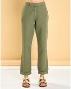 Pantalon droit en Coton & Lin Strech Grace military kaki