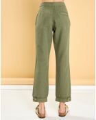 Pantalon droit en Coton & Lin Strech Grace military kaki