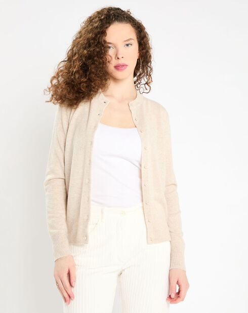 Cardigan 100% Cachemire Zacao beige clair