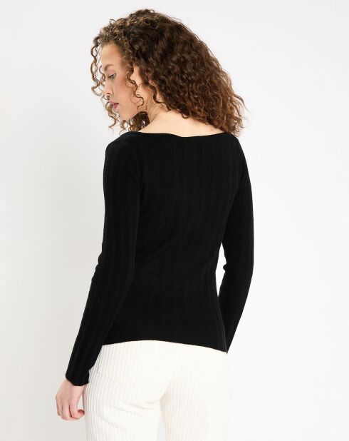 Pull en Laine & Cachemire Sacha col danseuse noir