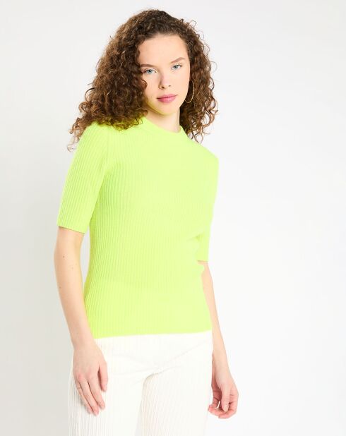 Pull en Laine & Cachemire Tacha col danseuse jaune fluo