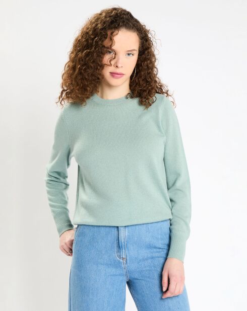 Pull 100% Cachemire Zabri col rond vert clair