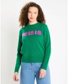 Pull en Laine & Cachemire Sadies côtelé vert