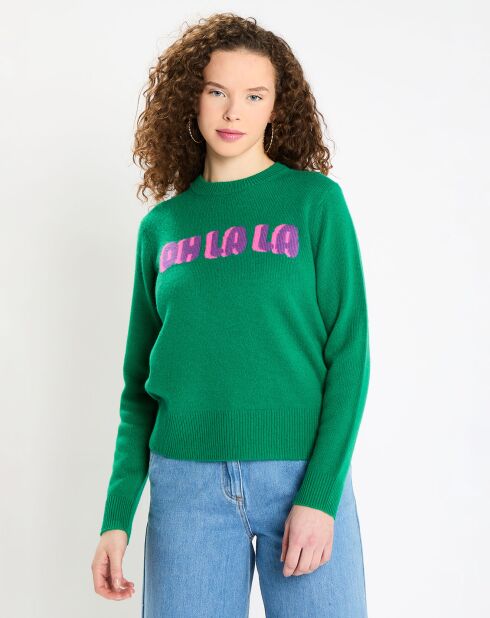 Pull en Laine & Cachemire Sadies côtelé vert