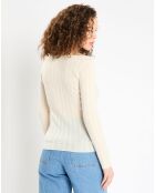 Pull en Laine & Cachemire Sacha col danseuse écru