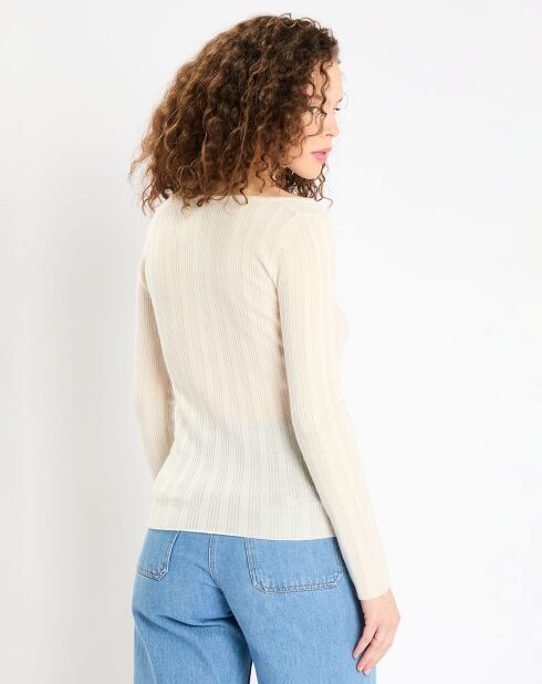 Pull en Laine & Cachemire Sacha col danseuse écru