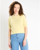 Pull 100% Cachemire Difi manches courtes jaune