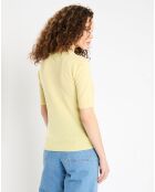 Pull 100% Cachemire Difi manches courtes jaune