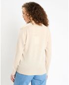 Pull 100% Cachemire Zocon col V beige clair