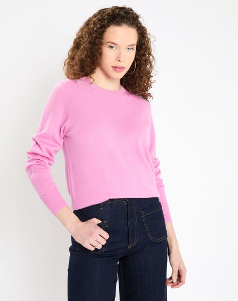 Pull 100% Cachemire Zabri col rond rose