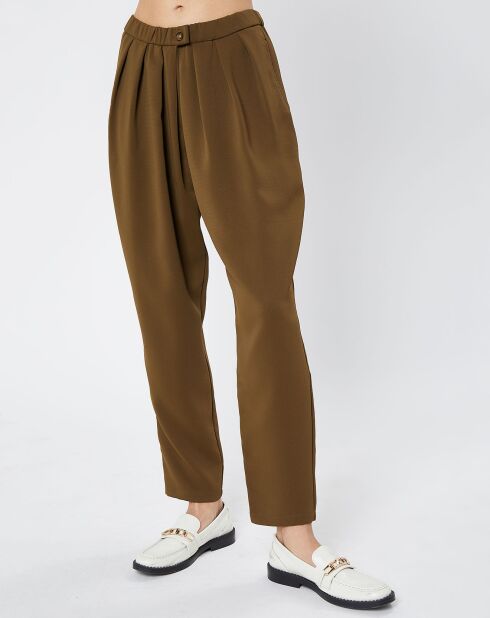 Pantalon carotte à pinces Collection Premium kaki