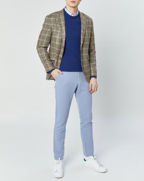 Pantalon en Lin mélangé Chino Slim Fit bleu clair