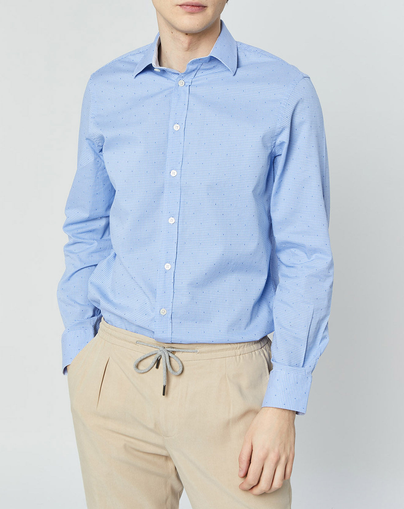 Chemise Suitsupply Homme - Taille 38/15 - Bleu Clair Vichy - Coupe Slim - Occasion TBE