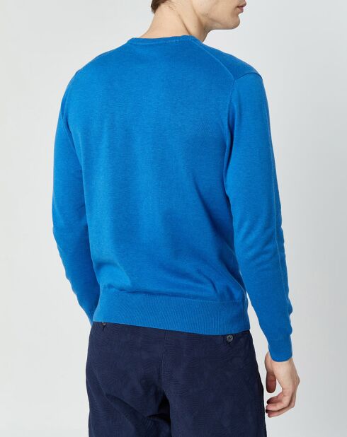 Pull en Coton & Soie col rond bleu vif